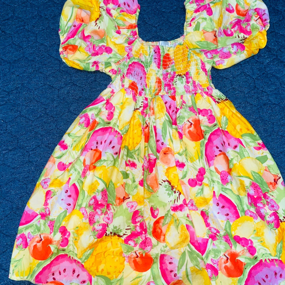 Vibrant Fruit Print Dress